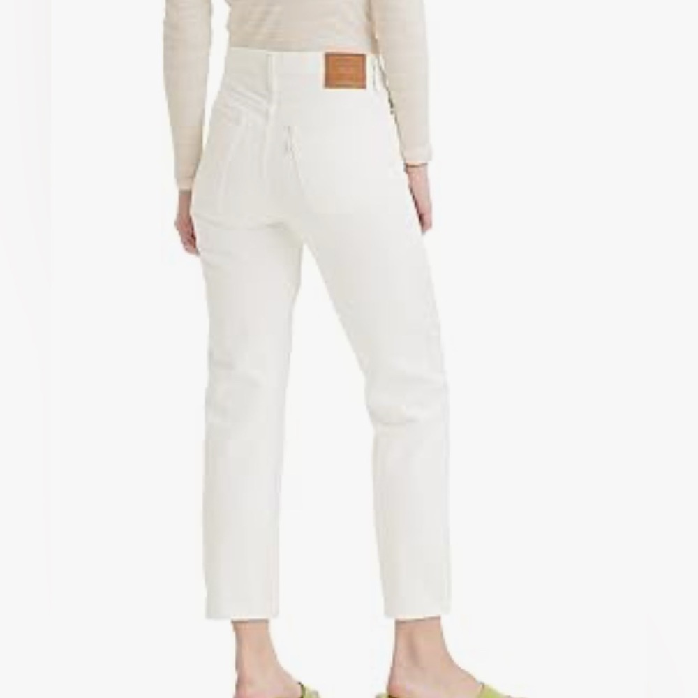 Levis Premium Denim Wedgie Straight Jeans Casual Cotton Cream Button Fly Big E